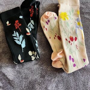 Floral Knee Socks - Floral Print